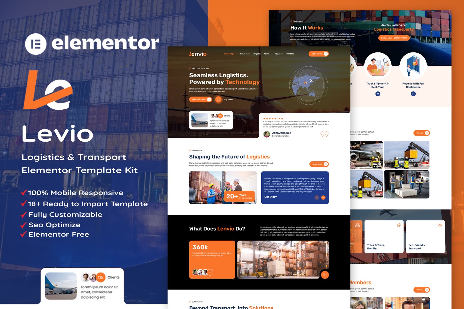 Lenvio – Logistics and Transport Service Elementor Template Kit - Image 2