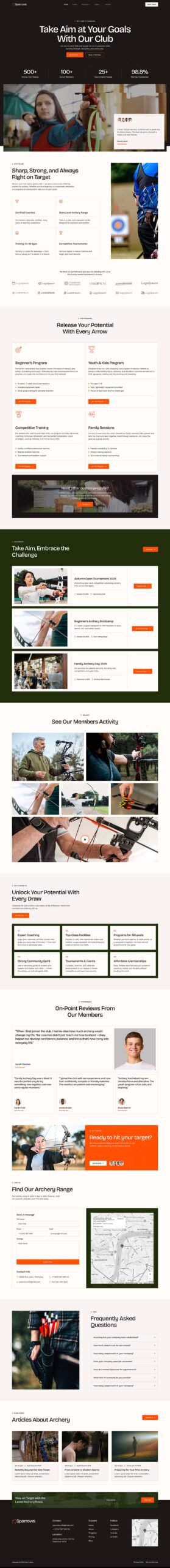 Sparrows – Archery Club and Courses Elementor Template Kit - Image 2