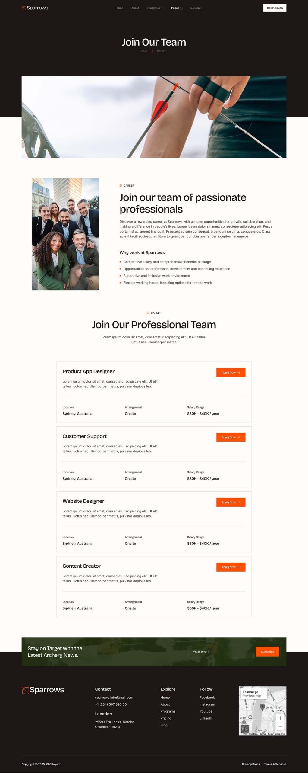 Sparrows – Archery Club and Courses Elementor Template Kit - Image 5