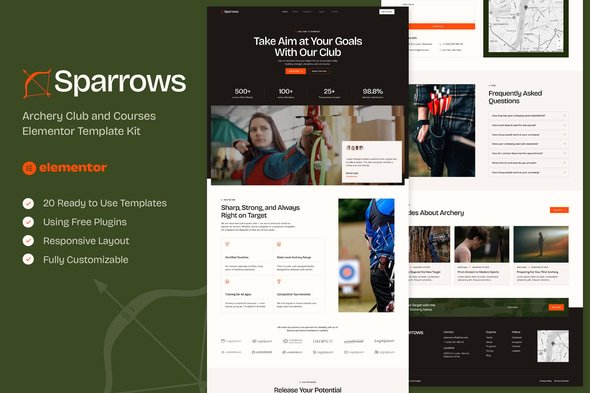 Sparrows – Archery Club and Courses Elementor Template Kit