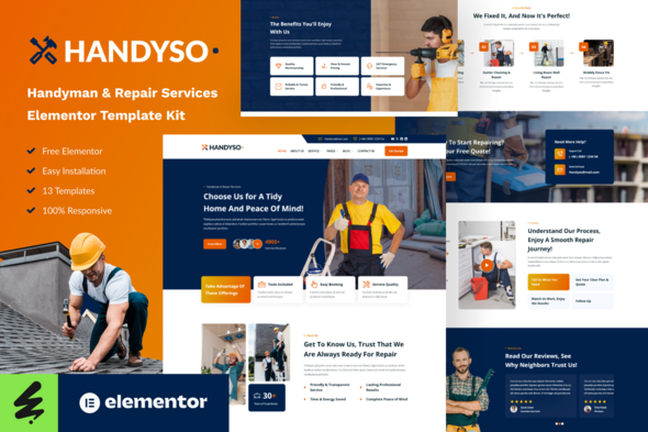 Handyso – Handyman and Repair Service Elementor Template Kit