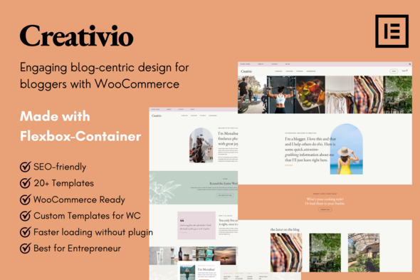 Creativio – Blogger and Entrepreneurs Elementor Template Kit