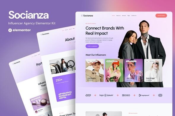 Socianza – Influencer Agency Elementor Template Kit