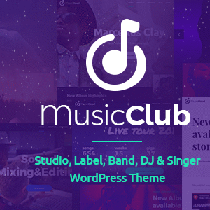 Music Club – Studio, Label, Band, DJ or Singer WordPress Theme