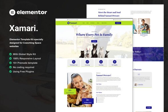 Xamari – Pet Care Services Elementor Template Kit