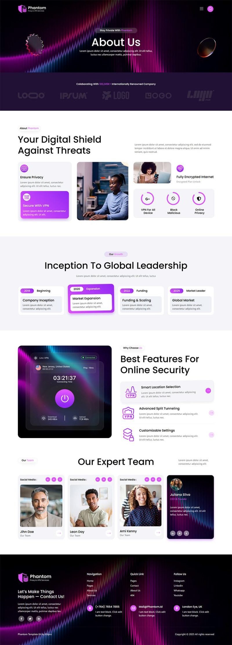 Phantom – Modern Proxy and VPN Services Elementor Template Kit - Image 2