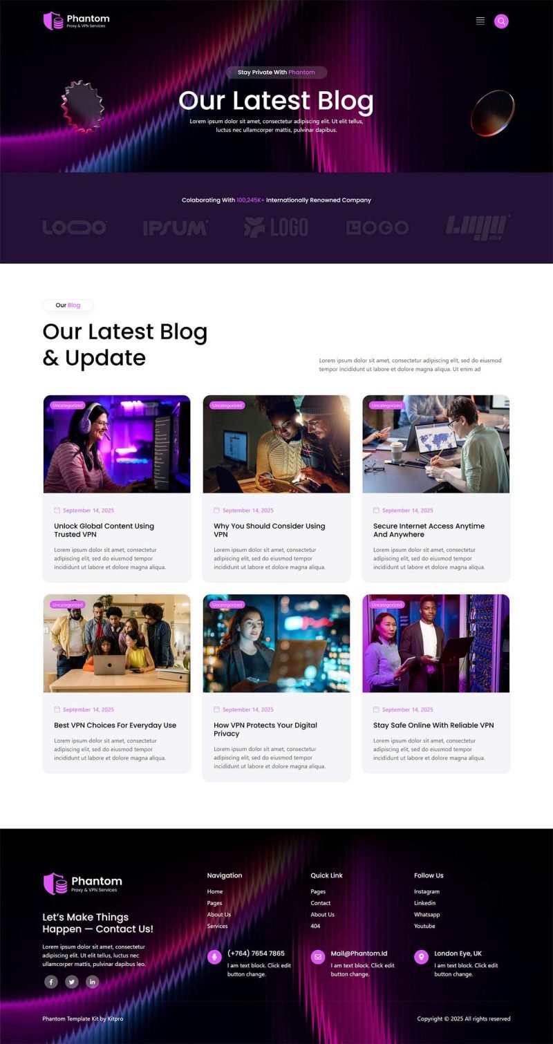 Phantom – Modern Proxy and VPN Services Elementor Template Kit - Image 3