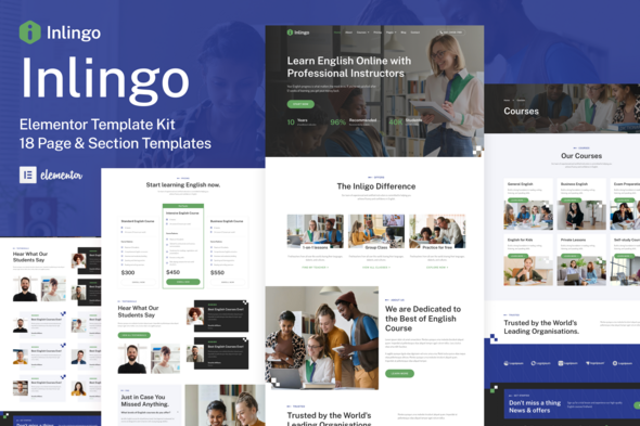 Inlingo – Professional English Course Elementor Template Kit