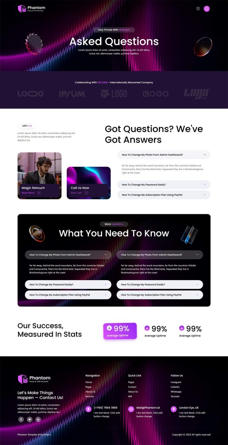 Phantom – Modern Proxy and VPN Services Elementor Template Kit - Image 4