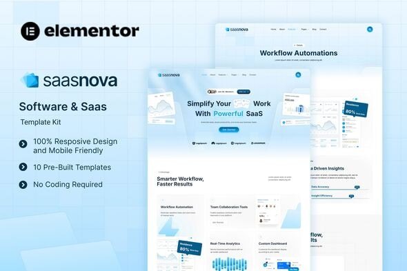 SaaSNova – Software and Saas Elementor Template Kit