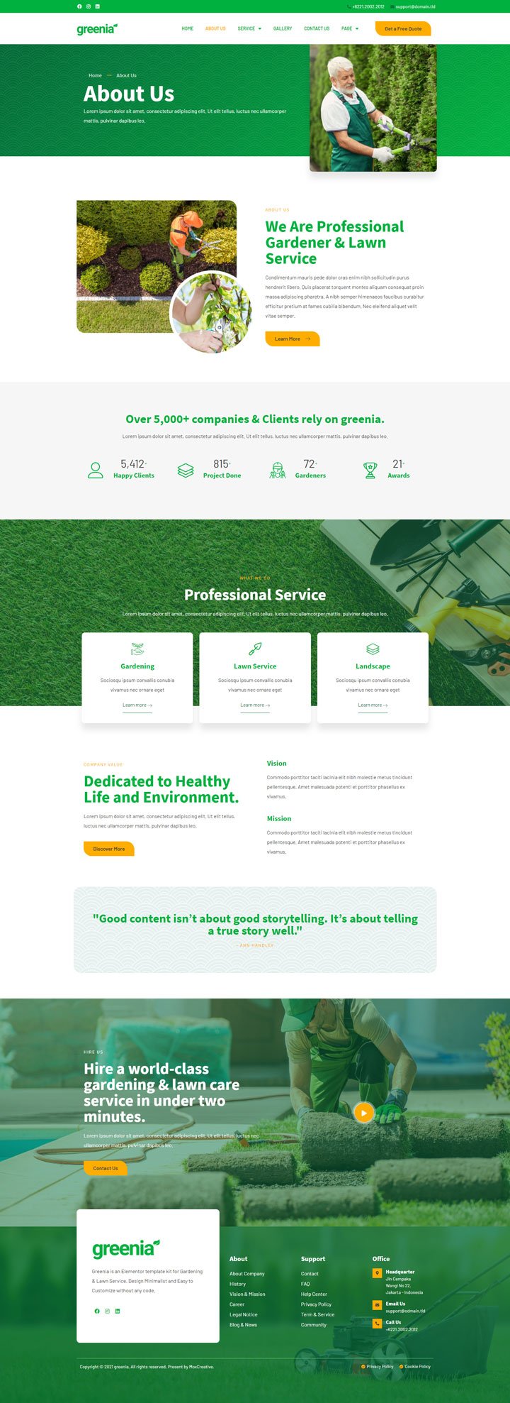 Greenia – Landscape and Gardening Elementor Template Kit - Image 2