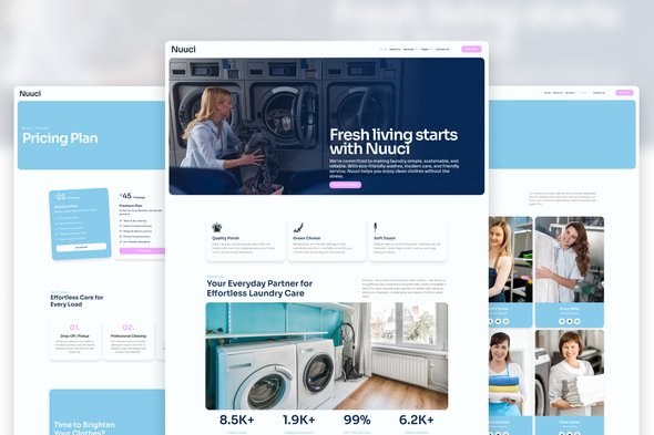 Nuuci – Modern Fresh Laundry Service Elementor Template Kit