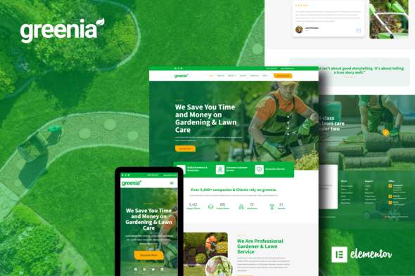 Greenia – Landscape and Gardening Elementor Template Kit