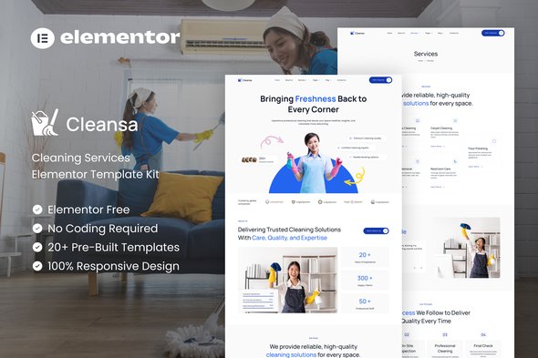 Cleansa – Cleaning Services Elementor Template Kit