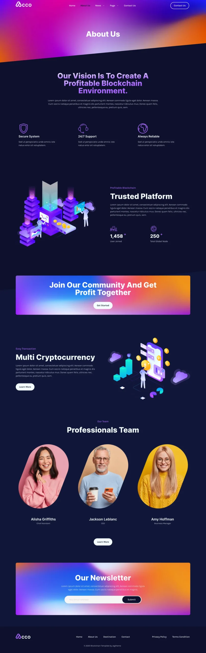 Acco – Blockchain Cryptocurrency and Bitcoin Elementor Template Kit - Image 3