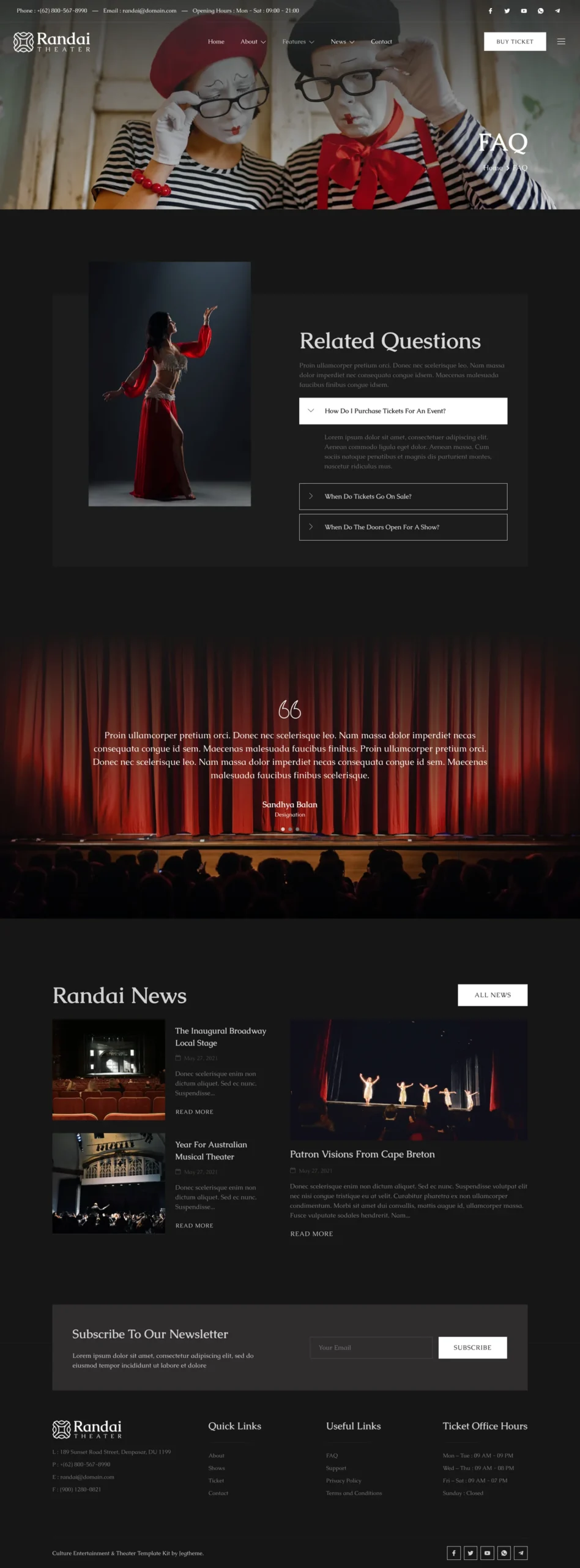 Randai – Theater Entertainment and Performing Arts Elementor Template Kit - Image 5