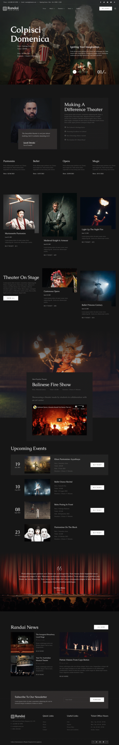 Randai – Theater Entertainment and Performing Arts Elementor Template Kit - Image 3