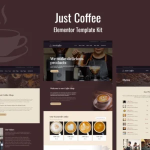 Justcoffee – Cafe and Coffee Elementor Template Kit