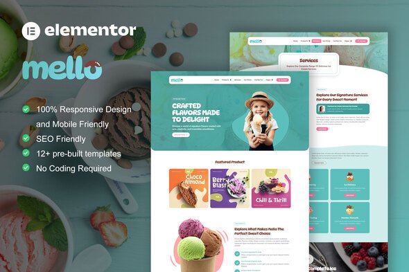Mello – Ice Cream Shop and Company Elementor Template Kit
